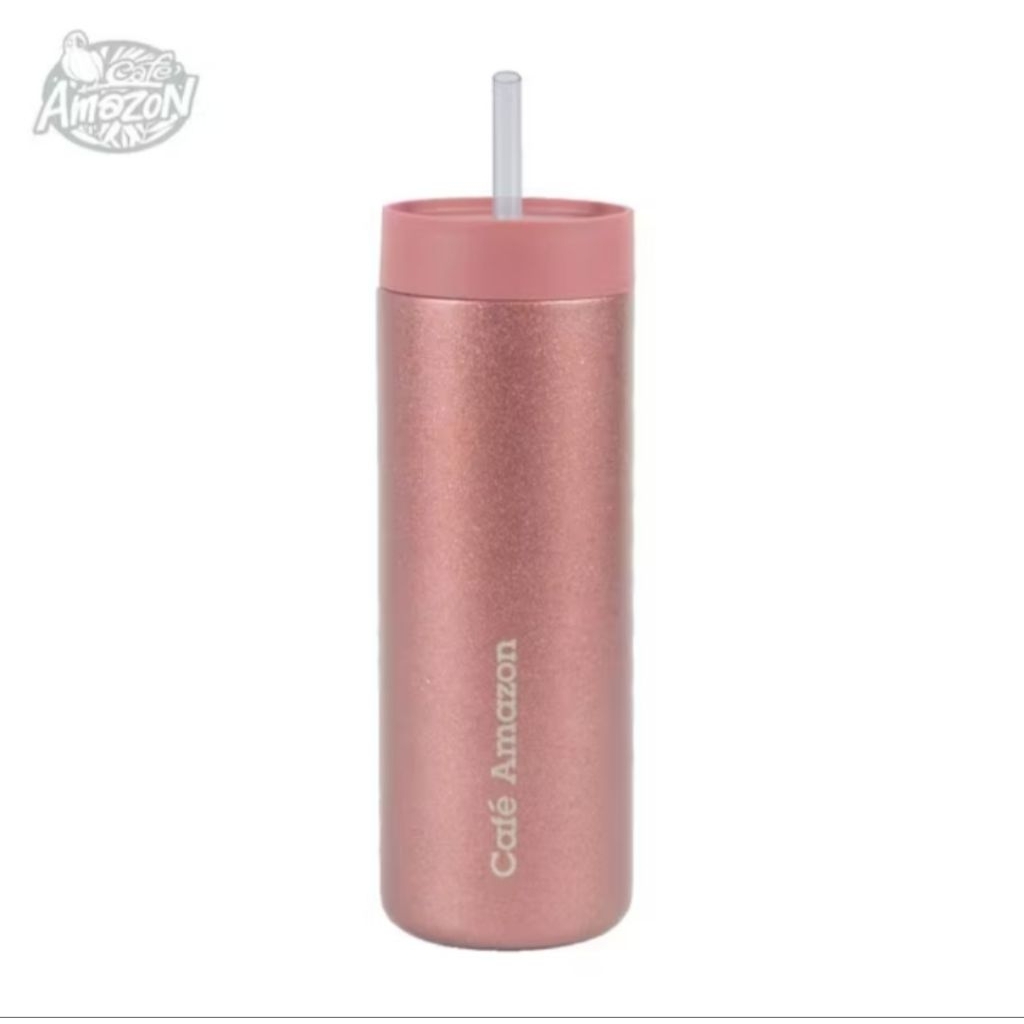 Cafe Amazon แก้วสเตนเลสกากเพชร สีพิเศษ สีชมพู Glitter Rosy Gold - Online Exclusive และสีอื่นๆ