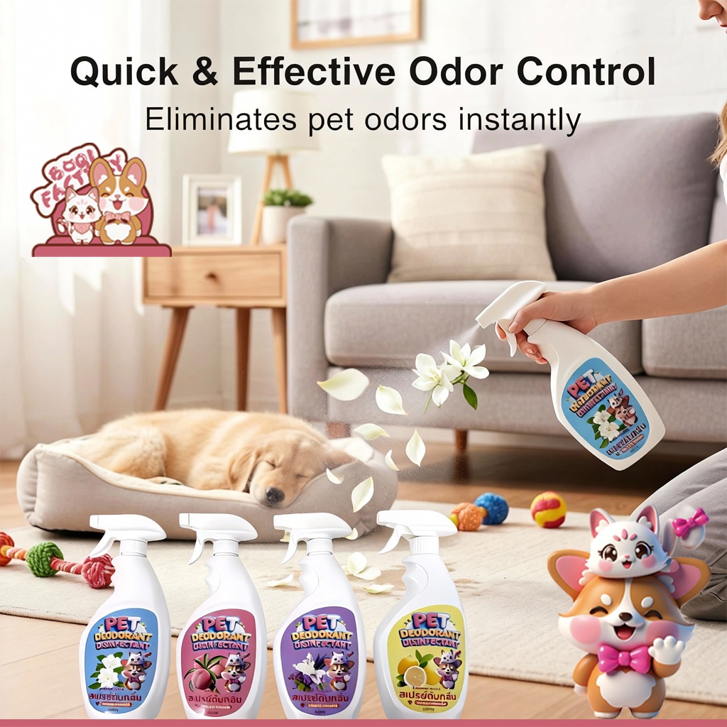 Boqi Factory สเปย์ดับกลิ่นตัว, กลิ่นปัสสาวะ-อุจจาระ, กลิ่นอาเจียน ฯลฯ สุนัข และ แมว  500ml Disinfectant