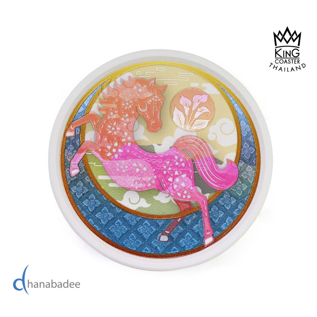 ที่รองแก้วซับน้ำ King Coaster จานรองแก้วดูดน้ำ ทรงกลมมีขอบ ธนบดีเซรามิค ceramic coaster ของฝาก