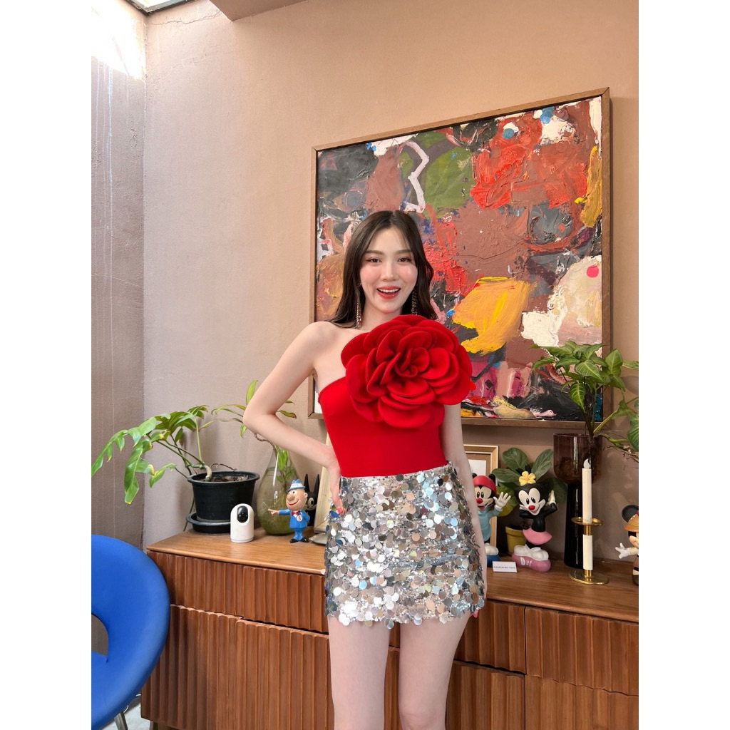 เดรส SEOULMATE FLOWER’S JISOO # Body Suit ไหล่เฉียง size M