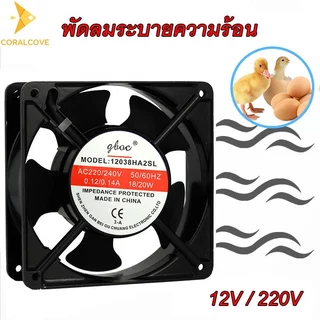 coralcoveshop พัดลมตู้ฟักไข่ พัดลมระบายความร้อน เหมาะกับสภาพอากาศไทย อุปกรณ์ฟักไข่ 12V 220V 12x12cm