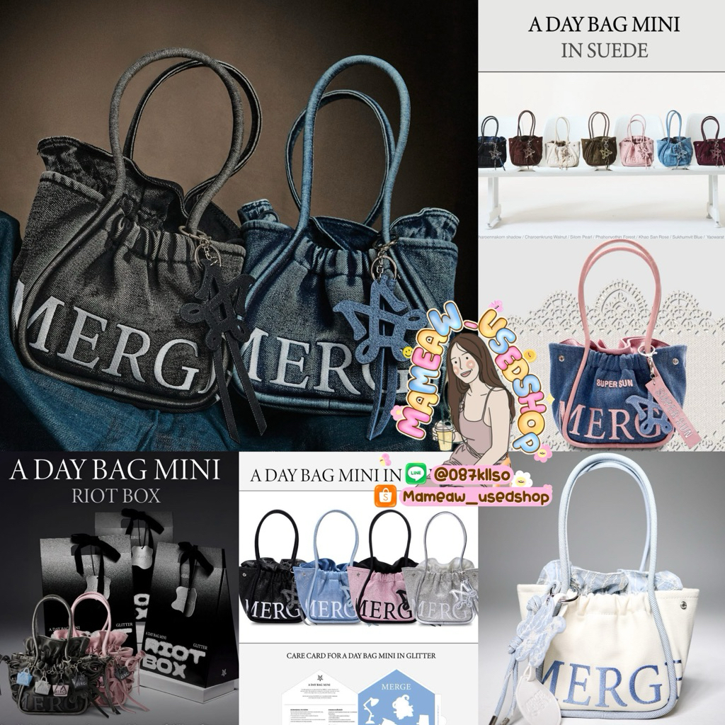 🧵 🌬️Merge A Day Bag Mini ❄️Denim Fade,Riot Box ,In suede ,Merge x Sabina,Supersun and Glitter 🎩🪩🦋