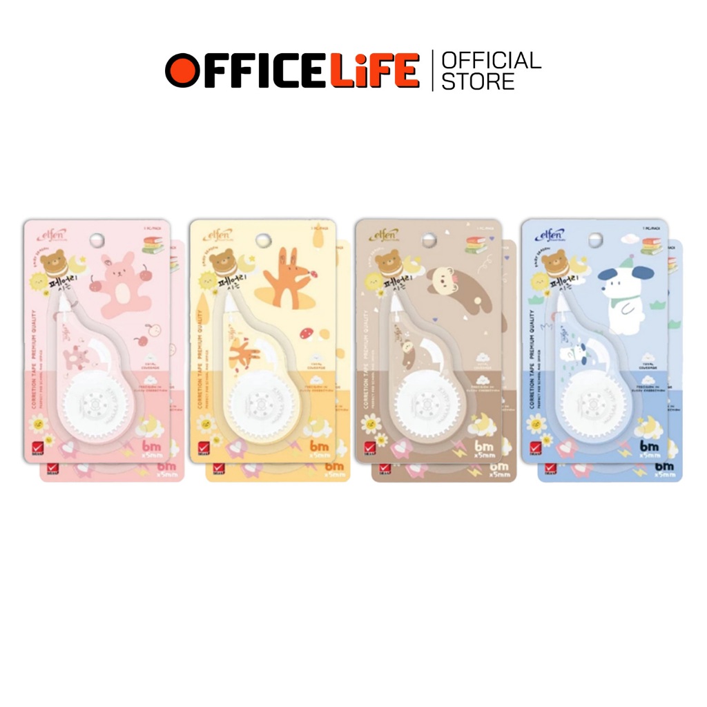 Elfen (เอลเฟ่น) เทปลบคำผิด เทปลบ ลายน่ารัก รุ่น Fairy Season ( 12 ชิ้น / คละแบบ )