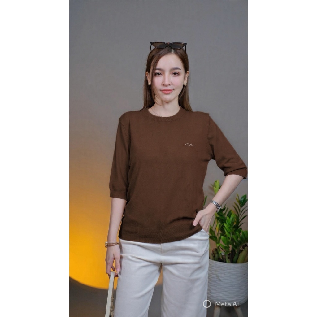 Chanan CN05 เสื้อคอกลมไหมพรมเกรดดี สีพื้น นุ่มใส่สบาย มี 8 สี