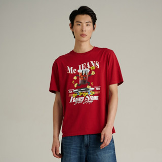 Mc JEANS เสื้อยืดแขนสั้นผู้ชาย คอกลม สีแดง MTTZB21