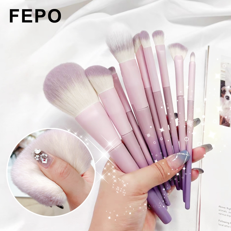 ส่งไวใน 24 ชั่วโมง ชุดแปรงแต่งหน้า 10 ชิ้น สีม่วงนม นุ่มพิเศษ เหมาะสำหรับทุกสภาพผิว – โปรปัง