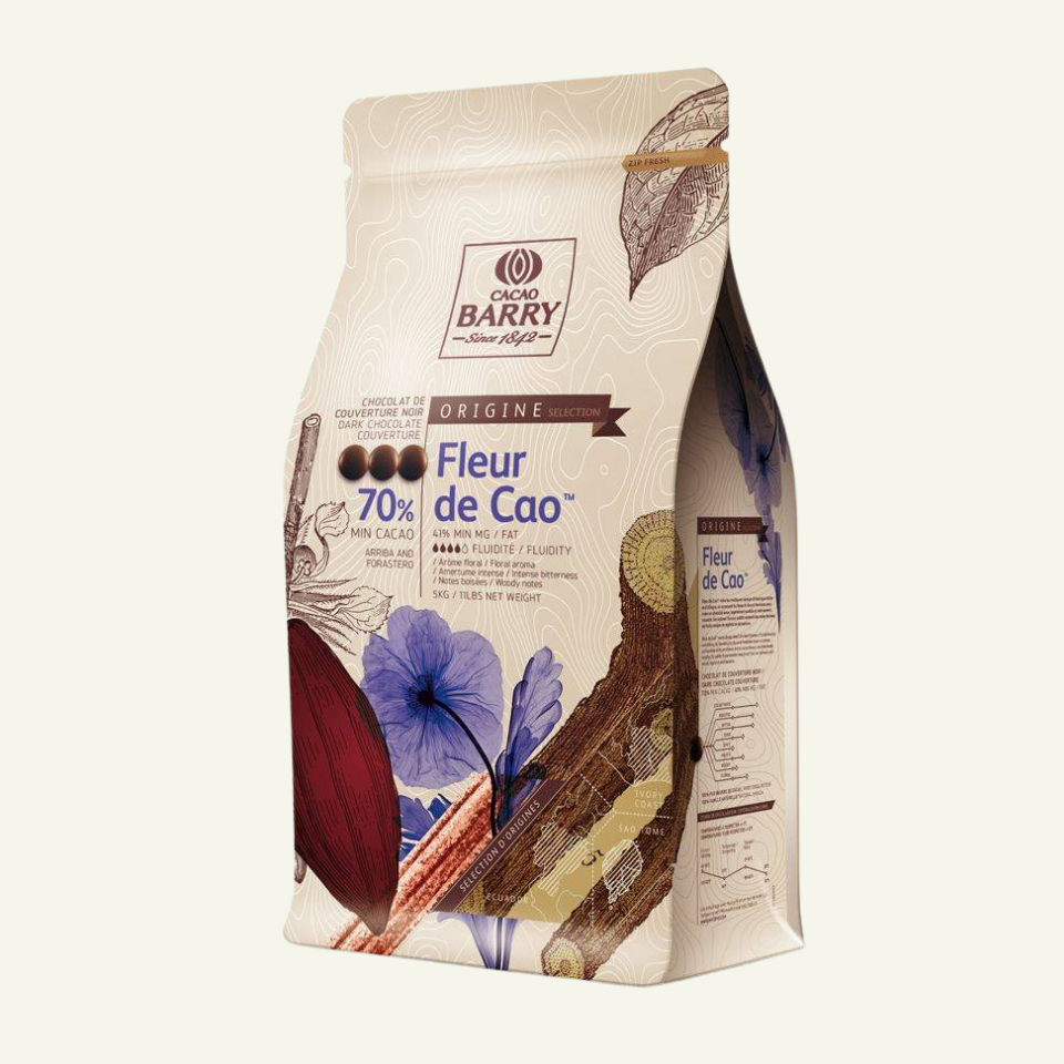 (5กก.) ดาร์กช็อกโกแลตคูเวอร์เจอร์ Cacao Barry Couverture Chocolate 70% Fleur de Cao