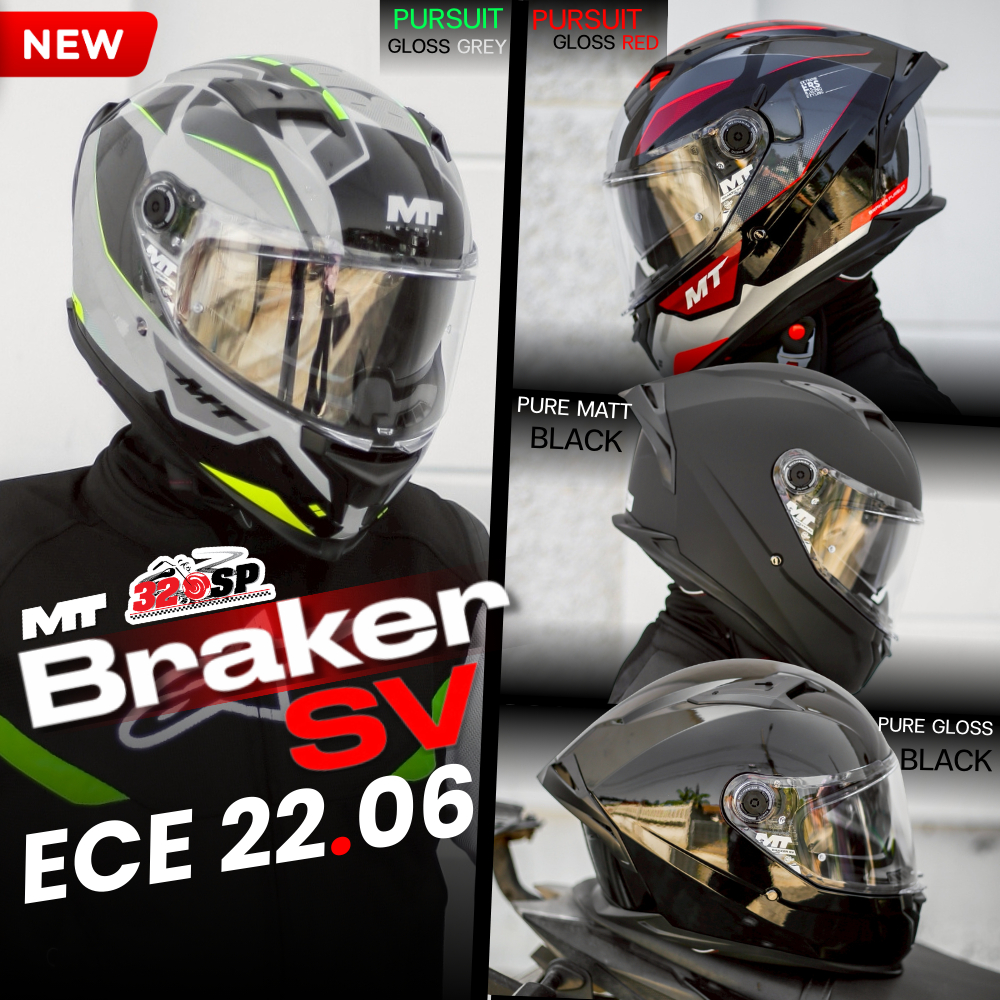 รุ่นใหม่ล่าสุด!! หมวกกันน็อค MT BRAKER SV 2025 | ECE22.06 ส่งไว!! 320SP