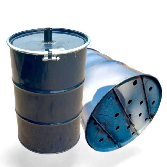 ถังเผาถ่านเสริมเหล็กที่ก้นถัง เตาเผาถ่าน ขนาดถัง 200 ลิตร