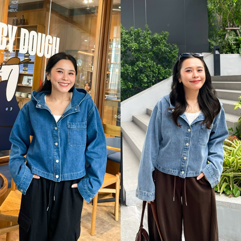 Summerstuff - HOODIE DENIM JACKET แจ็กเก็ตฮู้ดดี้ผ้ายีนส์ฟอก