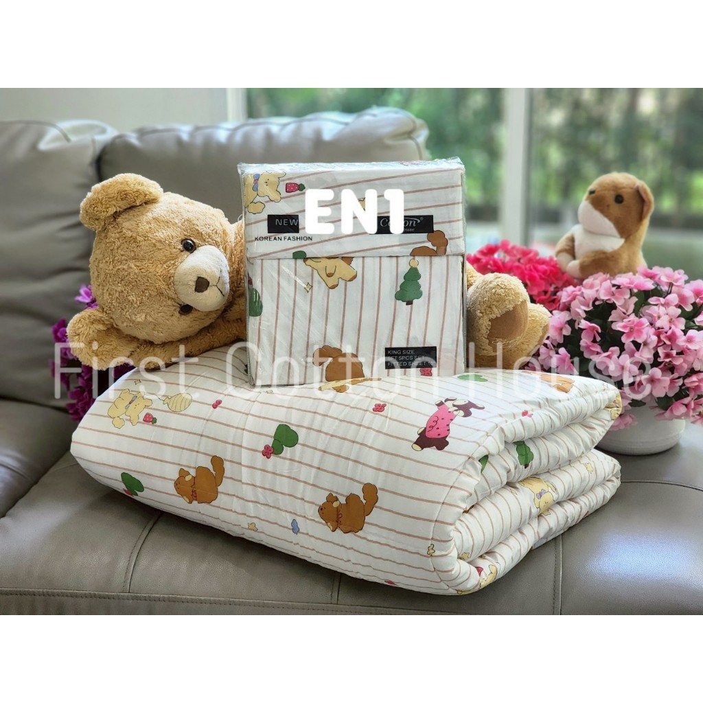 EN1-EN12 ชุดผ้าปูที่นอน Cotton House รุ่นสูง 10 นิ้ว ลายการ์ตูนแสนสดใส