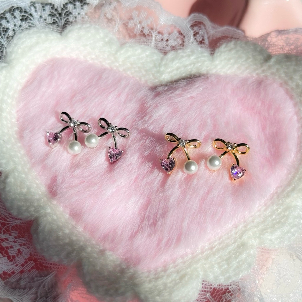 [New Collection - Gaudy] CHARM - Belle Bow Stud Earrings