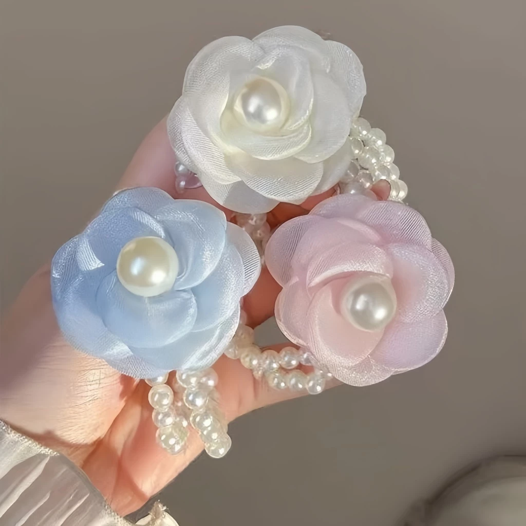 🌸🌸ยางรัดผมลายดอกไม้หนังยาง ยางมัดผมสำหรับผู้หญิงน่ารัก สุดคิ้ว สายฝอ y2k มีหลายสีให้เลือก