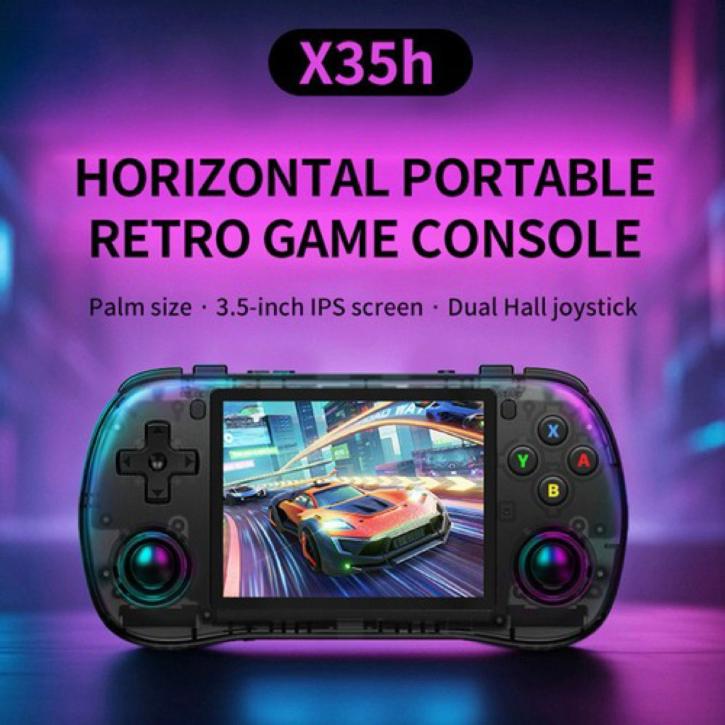 X35H Horizontal Portable Retro Game Console 3.5″ IPS Dual Joystick Emulator Handheld