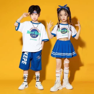 Beryl kids🌸ชุดการแสดงเด็ก🎀ชุดเด็กแฟชั่นสองชิ้น เชียร์ลีดเดอร์สำหรับเด็กชายและเด็กหญิง สไตล์เกาหลี เต้นฮิปฮอป เท่สุด