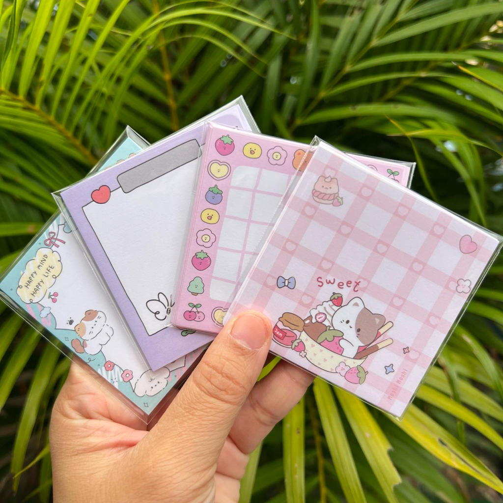 ( ชุด 40 แพค รวม 800 แผ่น ) โพสอิท Moshi Moshi ขนาด 3x3 นิ้ว ไม่มีกาว แพคละ 20 แผ่น ของฝาก ของขวัญ ของปัจฉิม - รูปที่ 2