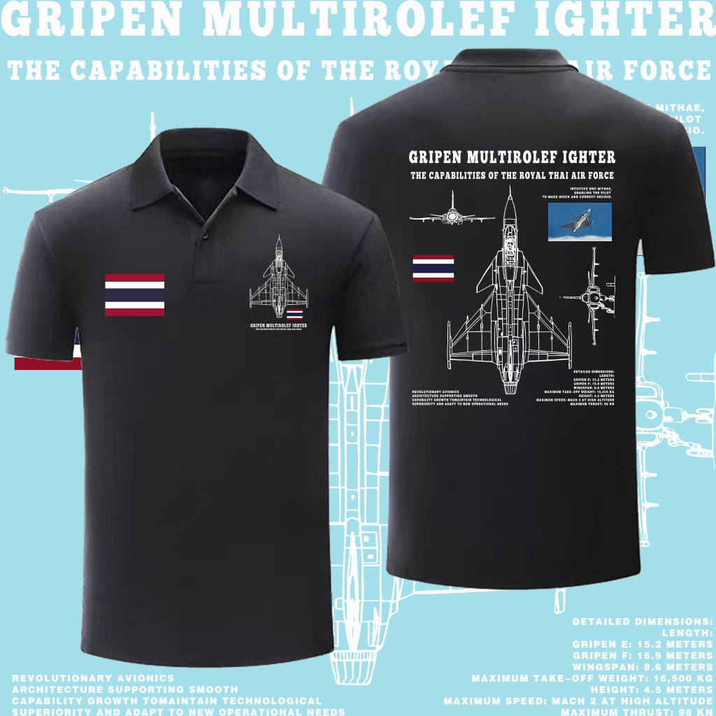 เสื้อโปโล F-16printed ผ้าCotton polo shirt ผ้าCotton สีดำ สีขาว สีเทา สีกรมท่า S-3XL ทนทาน ใส่สบาย ดีไซน์ทันสมัย Unisex