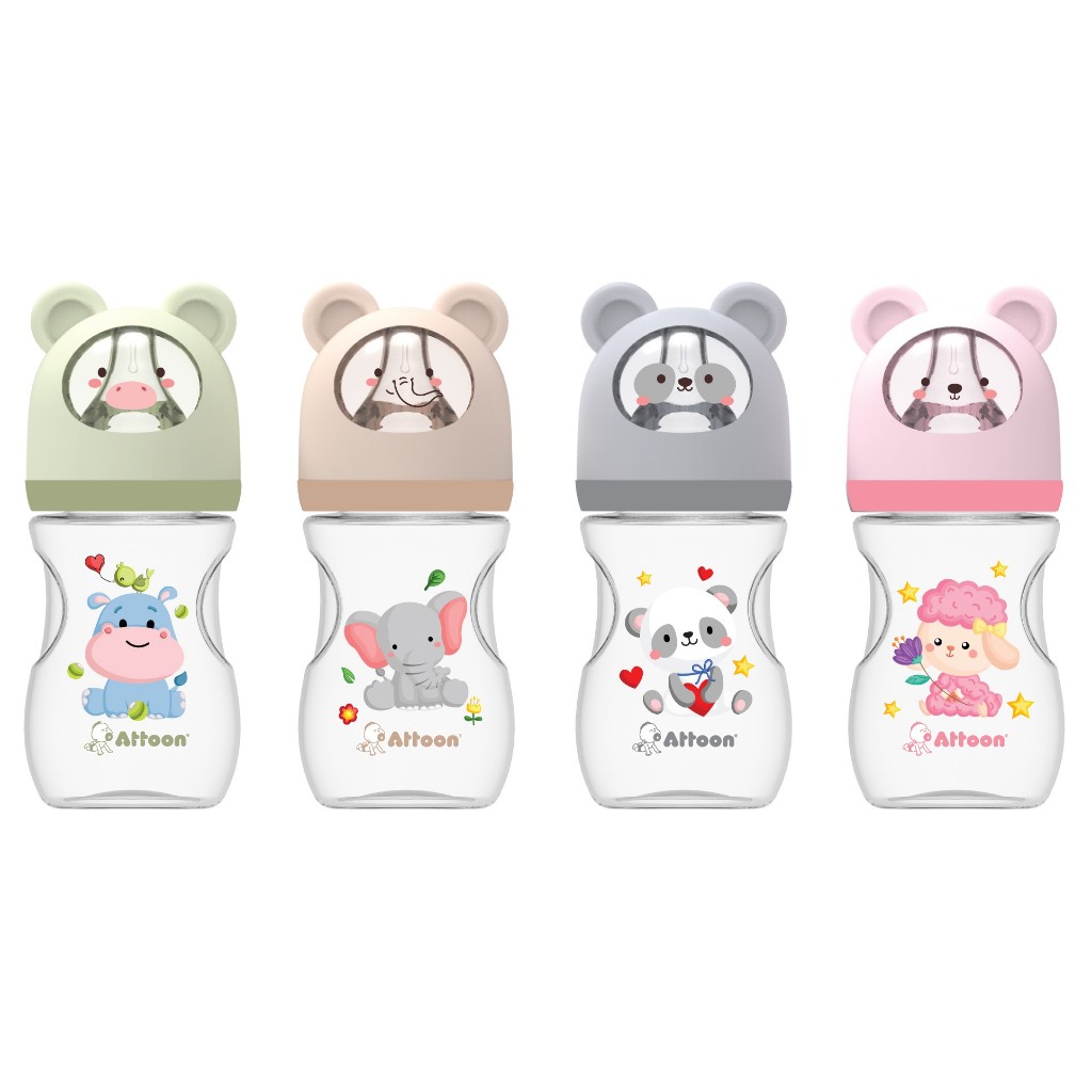 Attoon(แอทตูน) ขวด 5 oz safari พร้อมจุกไม่ดูดไม่ไหล Anti-choke [101924-S]