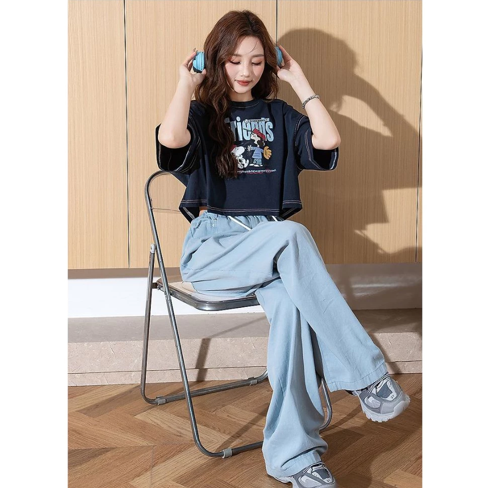 เสื้อครอปสาวอวบอ้วนไซส์ใหญ่ oversize เสื้อผ้าแฟชั่นวัยรุ่นน่ารักๆ เสื้อยืดลายการ์ตูนสวยๆผู้หญิงแขนสั้นแบบหลวมใหม่ เอวลอย thumbnail 4