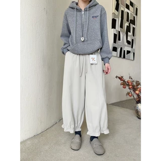 Reallyshops #9379(K) กางเกงขายาวบอลลูนปลายดอกไม้ เอวยางยืด ผู้หญิง พร้อมส่ง