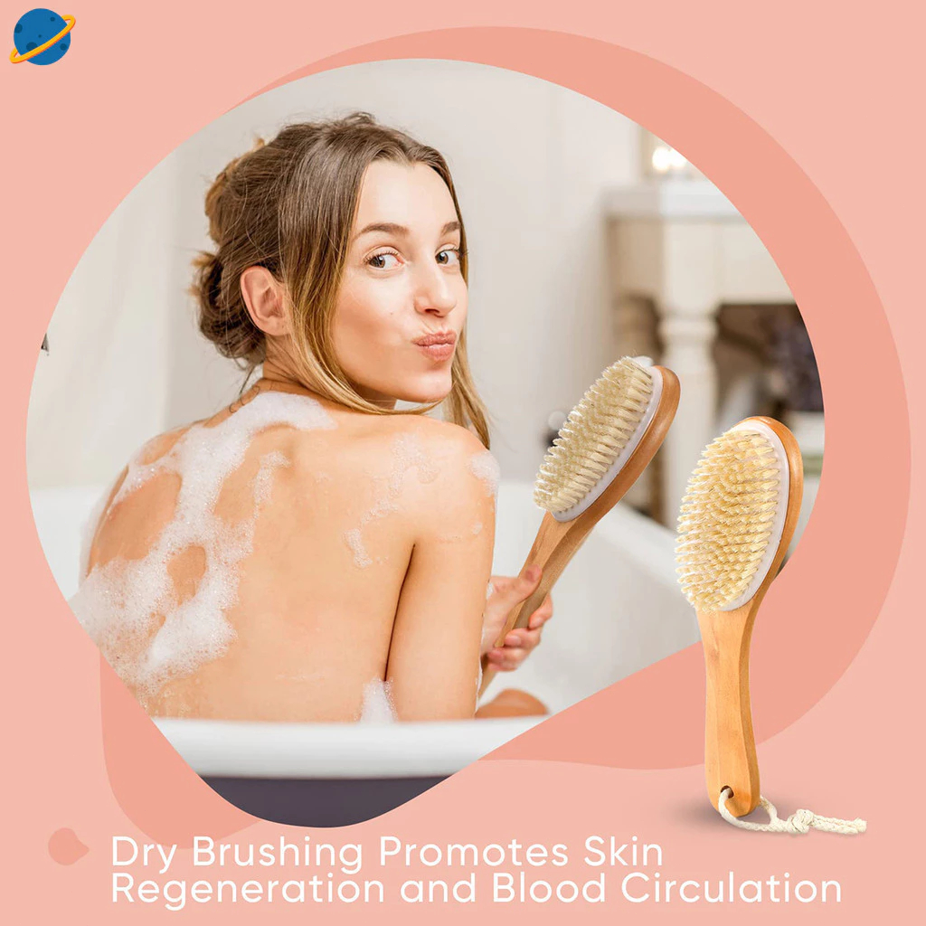 Novvia Crd Dry Brushing Body Brush แปรงขนหมูป่าธรรมชาติ แปรงขัดผิวแห้งพร้อมแปรงแห้งไม้ Contoured สําหรับขัดผิวเท้า
