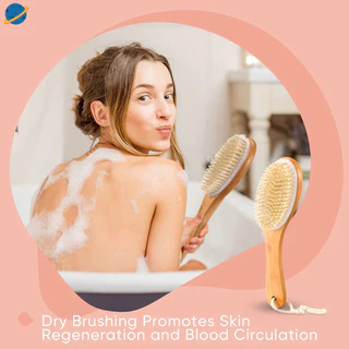 Novvia Crd Dry Brushing Body Brush แปรงขนหมูป่าธรรมชาติ แปรงขัดผิวแห้งพร้อมแปรงแห้งไม้ Contoured สําหรับขัดผิวเท้า