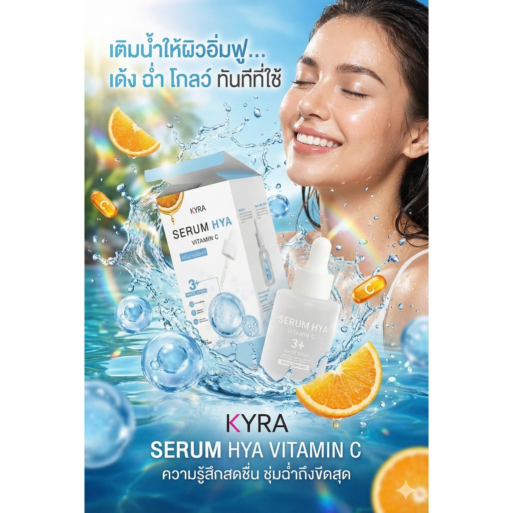เซรั่มไฮยา วิตามินซี 3+ แบรนด์ไคร่า Serum HYA รักษาฝ้า กระ ลดรอยดำ สิว หมองคล้ำ ยกกระชับผิวหน้า