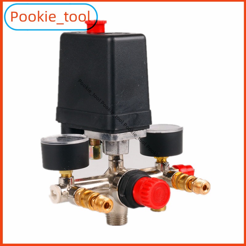💥พร้อมส่ง💥ชุดควบคุมแรงดัน 220V-380V อะไหล่ปั๊มลม 90-120psi ชุดควบคุมแรงดันปั๊มลม ชุดควบคุมแรงดัน เกจคุมแรงดัน