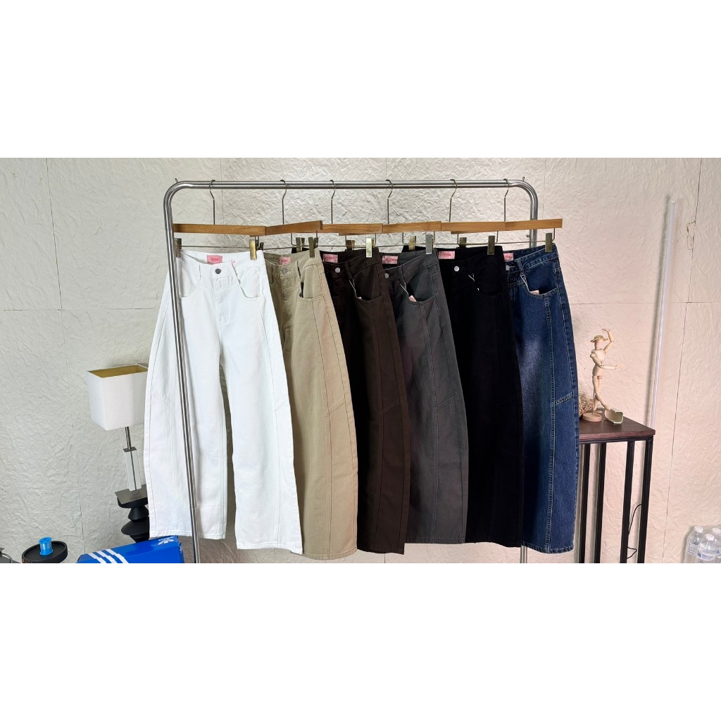 JSARA #21767 ยีนส์ทรง “Cropper Barrel Jeans  กางเกงยีนส์ทรงบาเรลที่เป็น “ขาเต่อ” สำหรับทุกคน หลากหลา