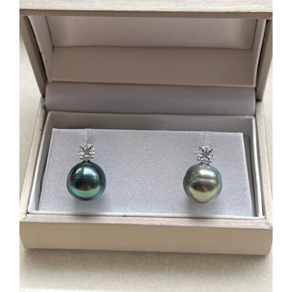 ต่างหู Tahiti บาร็อค สี Pecock-Silver