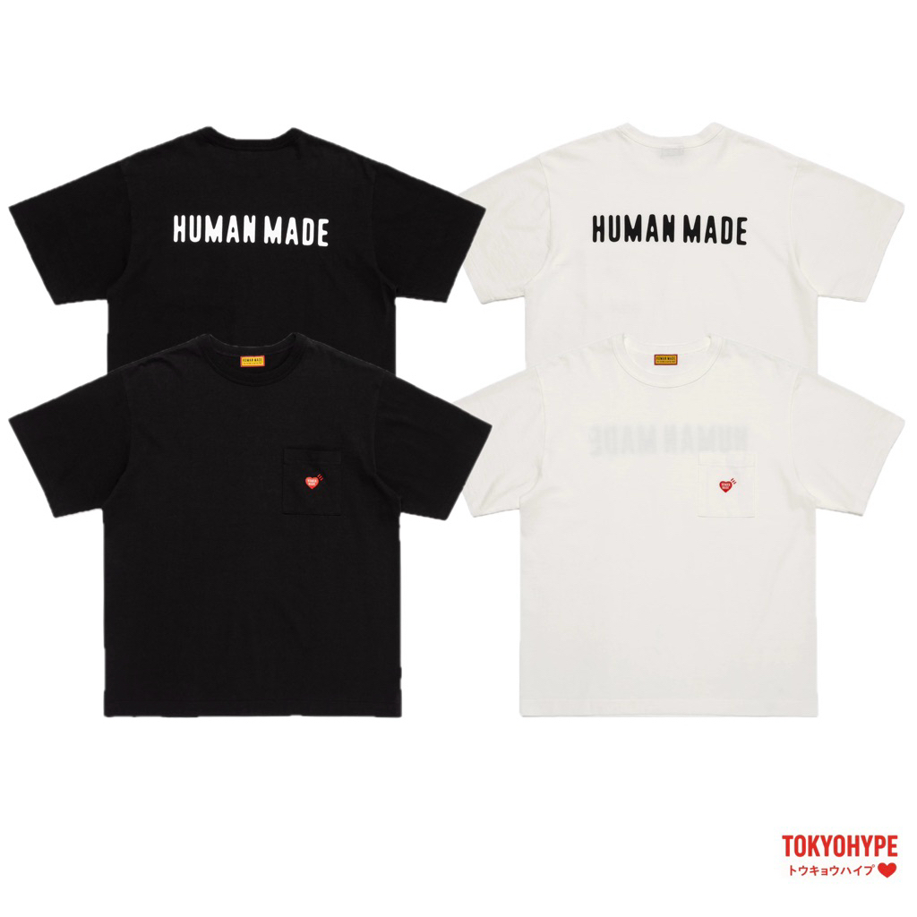 พร้อมส่ง เสื้อ HUMAN MADE Heart Pocket T-Shirt ของแท้ เสื้อยืด ปักหัวใจแดง มีกระเป๋าหน้า (HM30CS048)