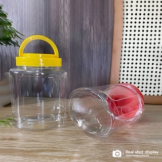 กระป๋องพลาสติกใส PET80mm กระปุกฝาเกลียว 1200ml ขนม ลูกอม ฝาทึบ กระปุกคุกกี้ ใส่ขนม พร้อมแผ่นโฟมกันอากาศ FOOD GRADE