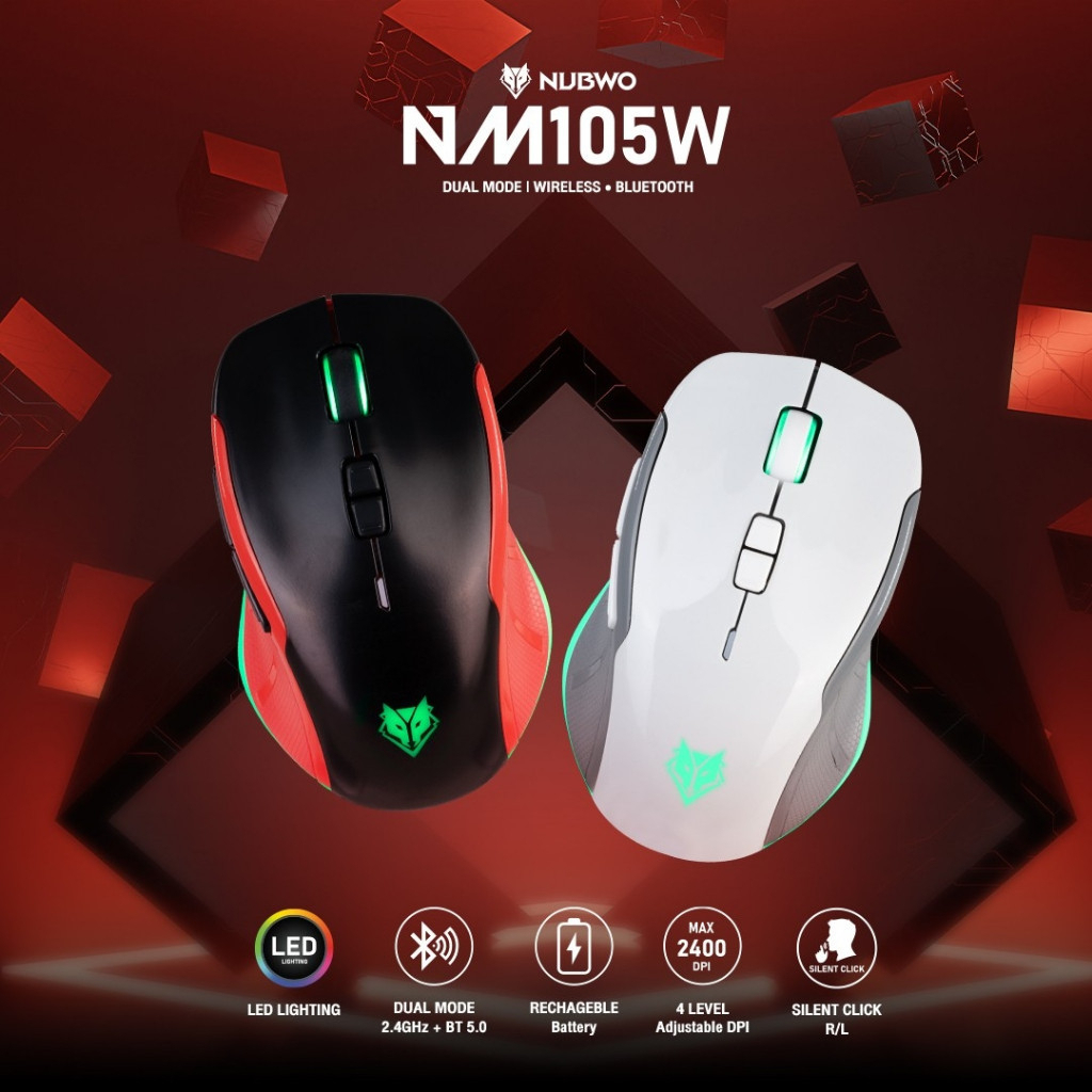 GAMING NUBWO MOUSE NM-105W BLUETOOTH + 2.4GHZ Silent