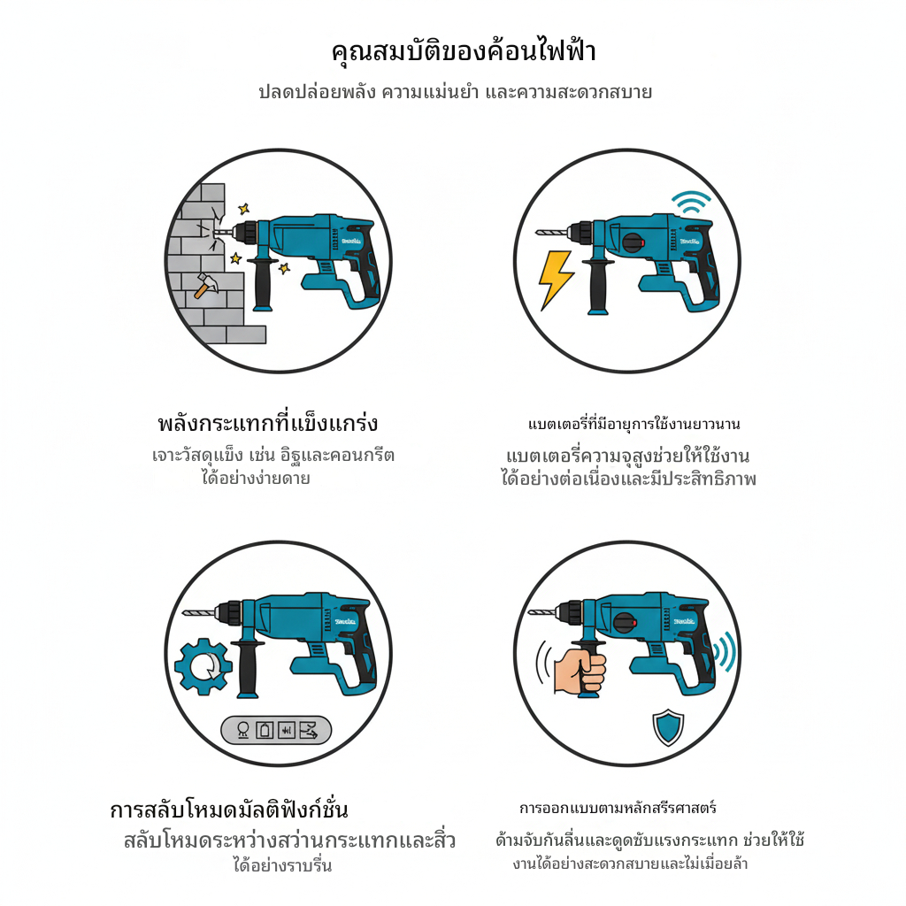 เครื่องมือไฟฟ้า ไร้สายประสิทธิภาพสูง สว่านกระแทก สว่านโรตารี่ไร้สาย 3 ระบบ สว่าน สว่านไร้สาย สว่านโรตารี่ รุ่น ราคา ถูกที่สุด ดีลบีเคเค แกลเลอรีภาพที่ 2