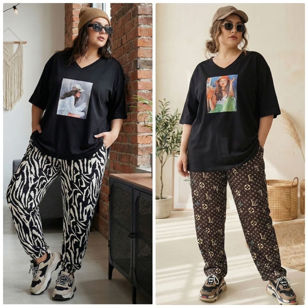 ชุดเซ็ท ชุดเสื้อกางเกงไซส์ใหญ่ ชุดเซ็ทสาวอวบ plussize
