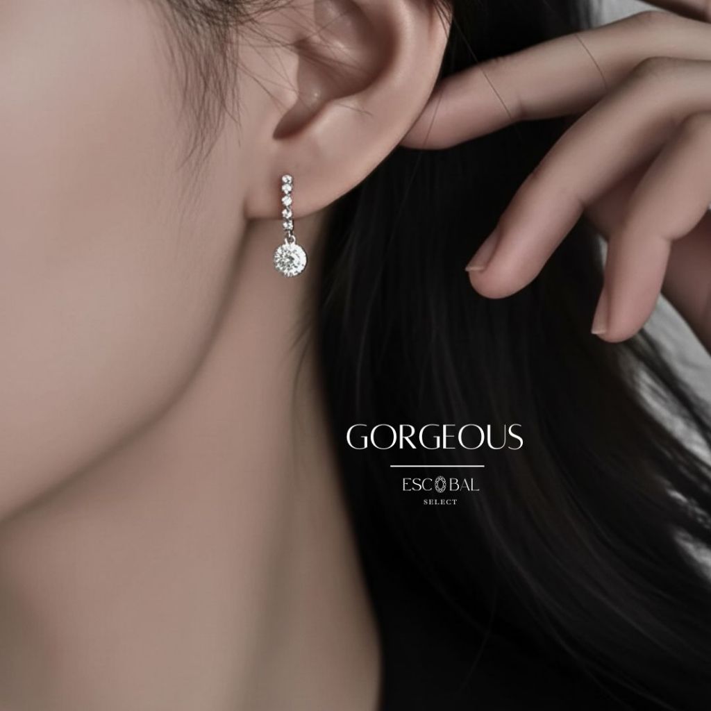 ESCOBAL ต่างหูเงิน Gorgeous ต่างหูห้อย Moissanite ต่างหูเพชร ต่างหูแฟชั่น ต่างหู