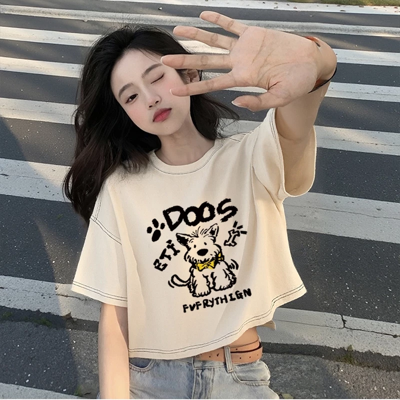 เสื้อครอปเอวลอยสาวอวบอ้วนไซส์ใหญ่ oversize เสื้อผ้าแฟชั่นวัยรุ่นน่ารักๆ เสื้อยืดลายการ์ตูนสวยๆผู้หญิงฤดูร้อนแบบหลวมใหม่ thumbnail 7