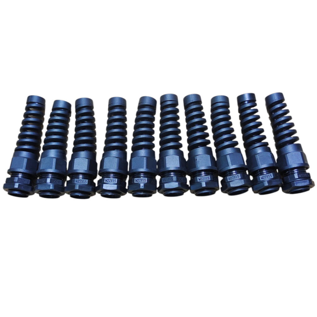NYLON CABLE GLAND M12x1.5 M16x1.5 M18x1.5 M20x1.5 M22X1.5 ไนล่อนเคเบิ้ลแกลนดำแบบหางยาว แพ็คละ10ชิ้น สินค้าพร้อมส่ง