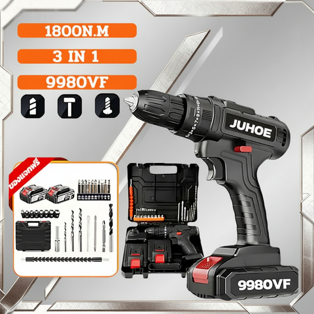 【รับประกัน10ปี】3IN1 สว่านไร้สาย สว่านกระแทก สว่านไขควงไร้สาย ไขควงไฟฟ้า เจาะคอนกรีต เครื่องมือช่าง 9