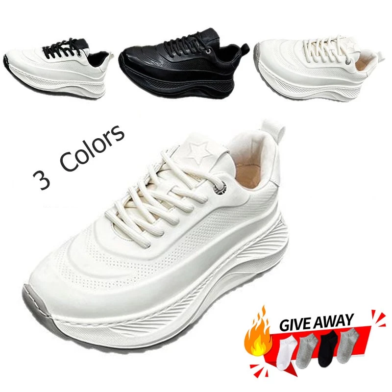 Menshoes size 37-45 รองเท้าผ้าใบผู้ชาย หนังนิ่ม ทรงเท่ห์ เสริมสน 5 ซม