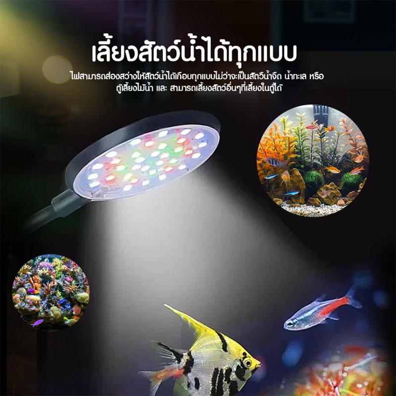 โคมไฟตู้ปลา ไฟเลี้ยงตู้ปลา ไฟตู้ปลา led แคลมป์ไฟตู้ปลา 3 สี กันน้ํา ประหยัดพลังงาน ไฟไม้น้ํา - รูปที่ 4