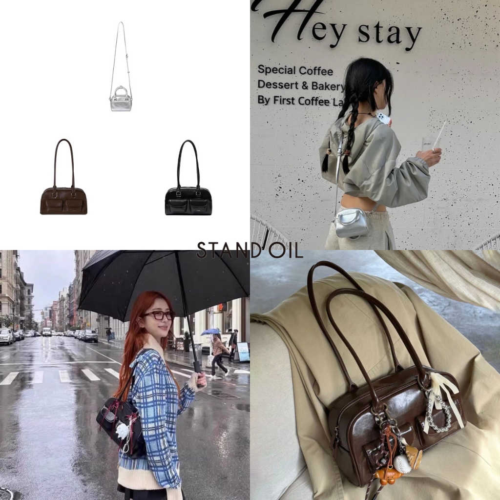 ⚡ขายเวลาจำกัด⚡Chubby bag /Tiny/Chubby Half Bag/Joey bag Mushy Bag กระเป๋าสะพายไหล่เย็บปะติดปะต่อกัน