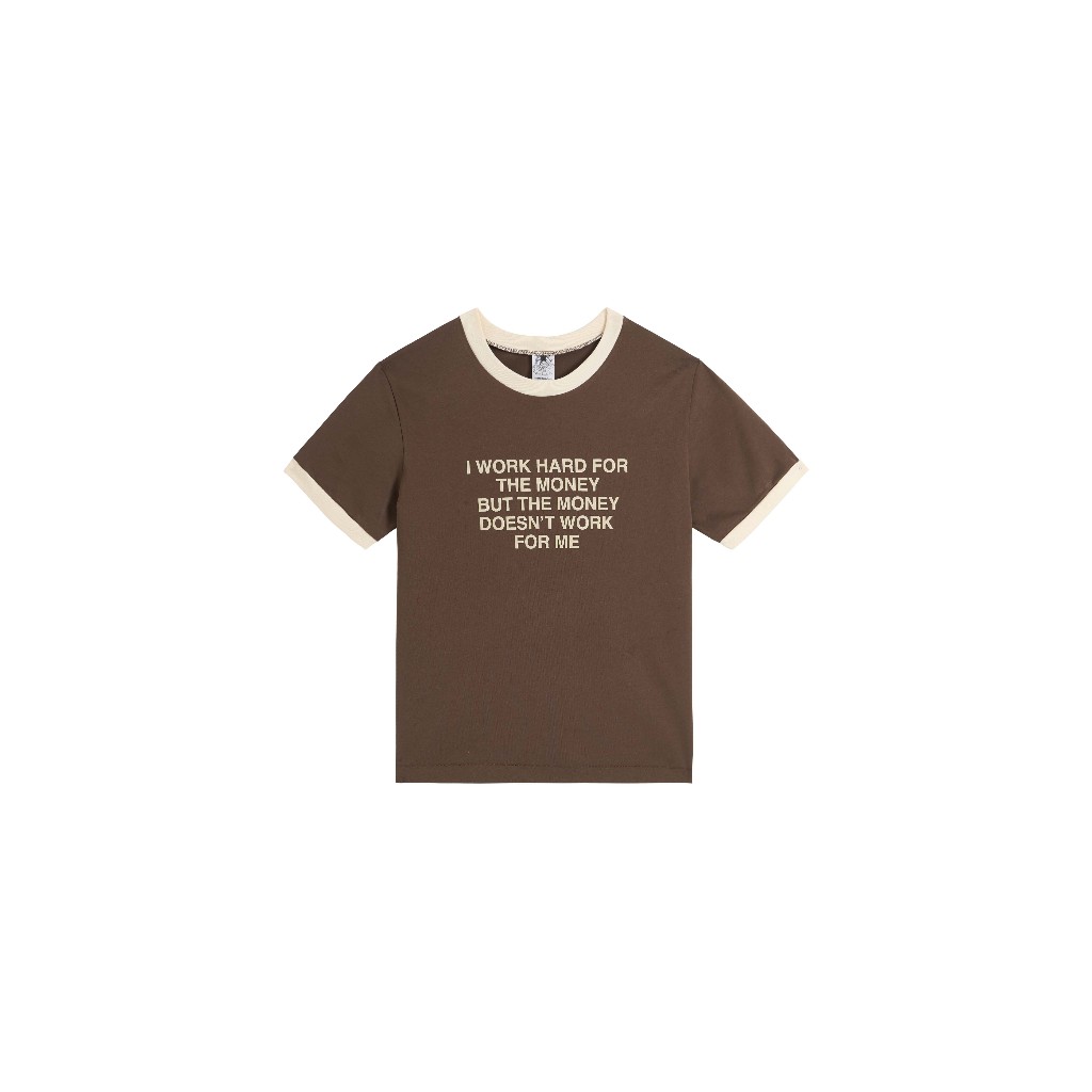 44TEES 19 Ringer Tee Slim Brown เสื้อยืด