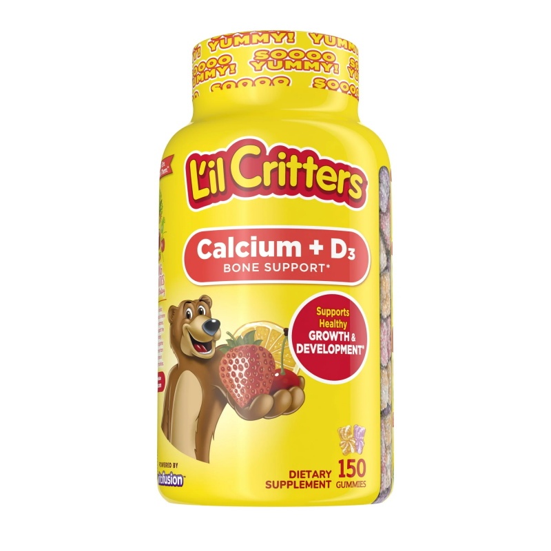 Lil Critters แคลเซียมและวิตามินดี 3 เหนียว กระดูก 150 แคปซูล เด็กเด็ก Calcium & Vitamin D3 Gummy