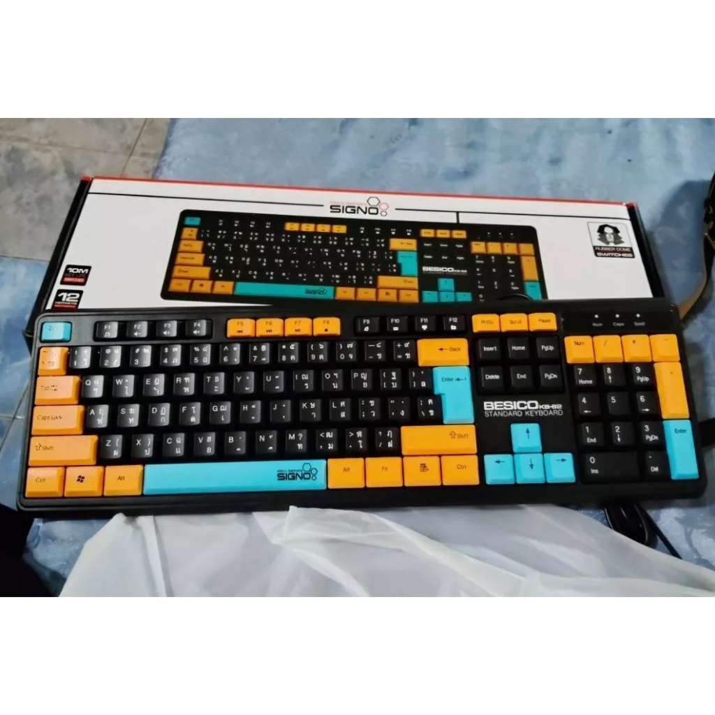 ส่งจากไทย SIGNO KB-82 STANDARD KEYBOARD คีย์บอร์ด แบบมีสาย RUBBER DOME SWITCH เสียงเงียบ กันน้ำ Besi