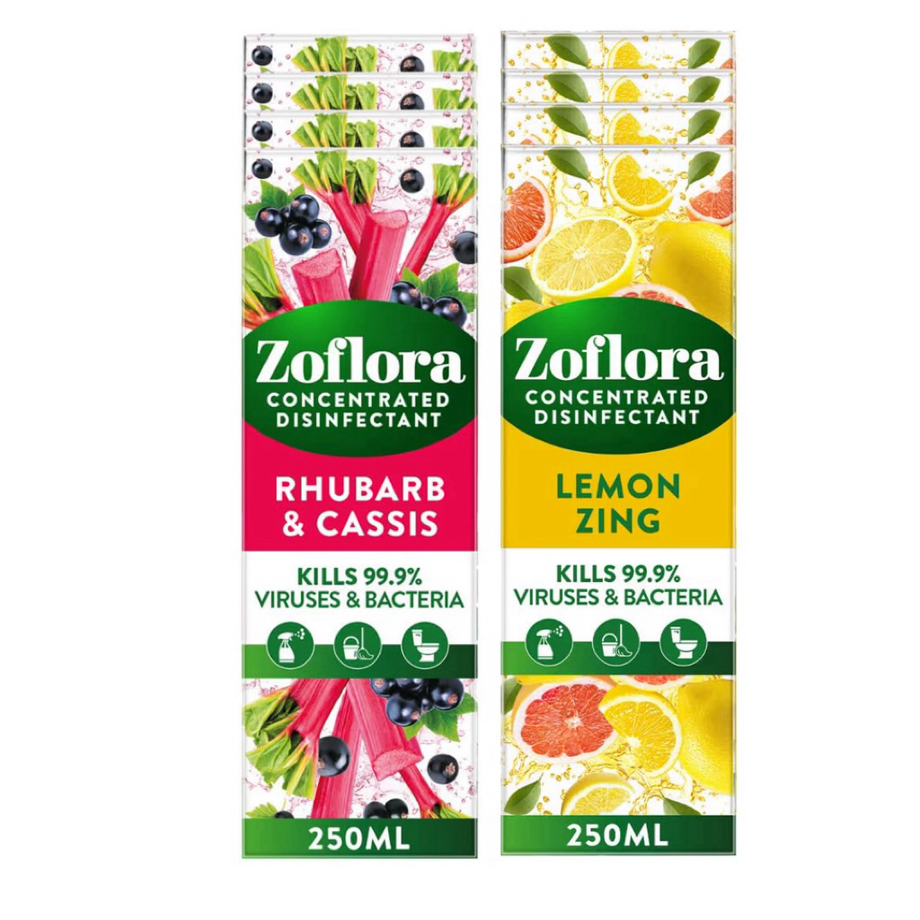 zoflora น้ำยาทำความสะอาดเอนกประสงค์ 250 ml. กลิ่น Rhubarb&Cassis และ Lemon Zing ของแท้ จาก ประเทศอังกฤษ 🇬🇧