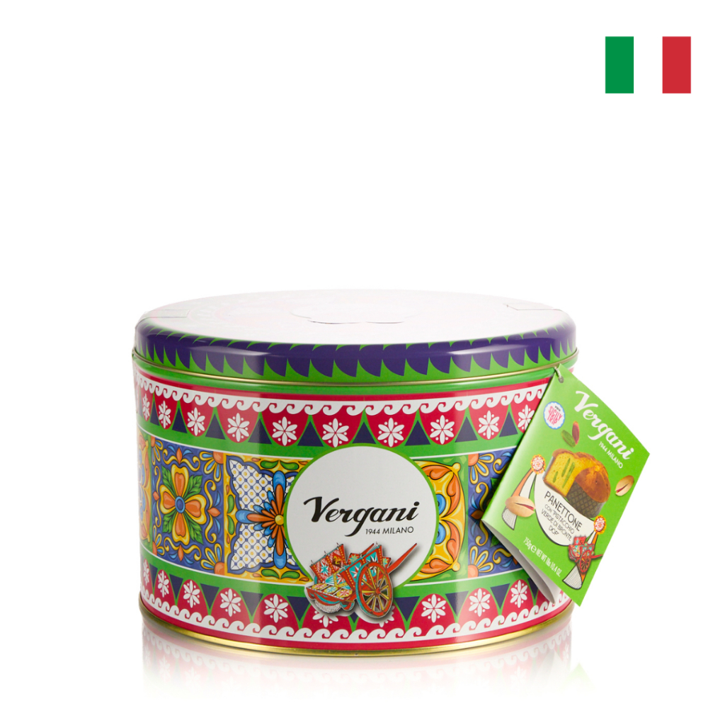 Vergani Panettone Pistacchio Verde di Bronte DOP (750g) | ปาเน็ตโทนสอดไส้ครีมถั่วพิสตาชิโอ เกรดพรีเม
