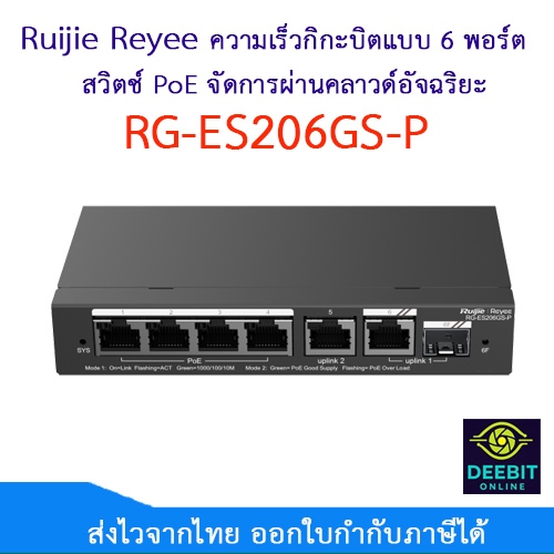 Ruijie Reyee  อุปกรณ์ Cloud Managed Switch POE  รุ่น RG-ES206GS-P