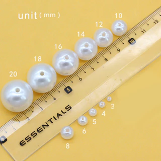 ลูกปัดไข่มุกจําลอง ABS ขนาด 3-20mm สีขาว สีชมพู สีเบจ รูตรง ลูกปัดมุกกลม สำหรับงาน DIY งานประดิษฐ์