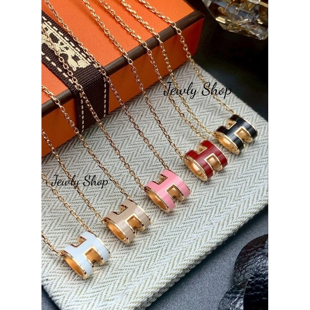 สร้อยคอ H   งาน 0ri ตัวเรือน 18k Rose Gold จี้ H  ปั้มครบ ที่ตัวจี้ ตะขอ ฮิตมากๆ (อ14,อ15,อ16,อ17,อ1